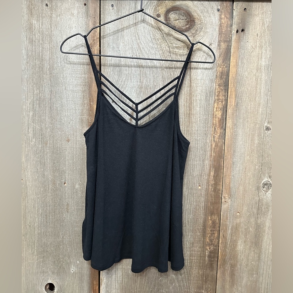 2016 Express One Eleven Double V-neck Strappy Front Cami Tank Top in Black Small